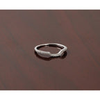 14K White Gold 1/8 carat Diamond Contoured Complete Wedding Band