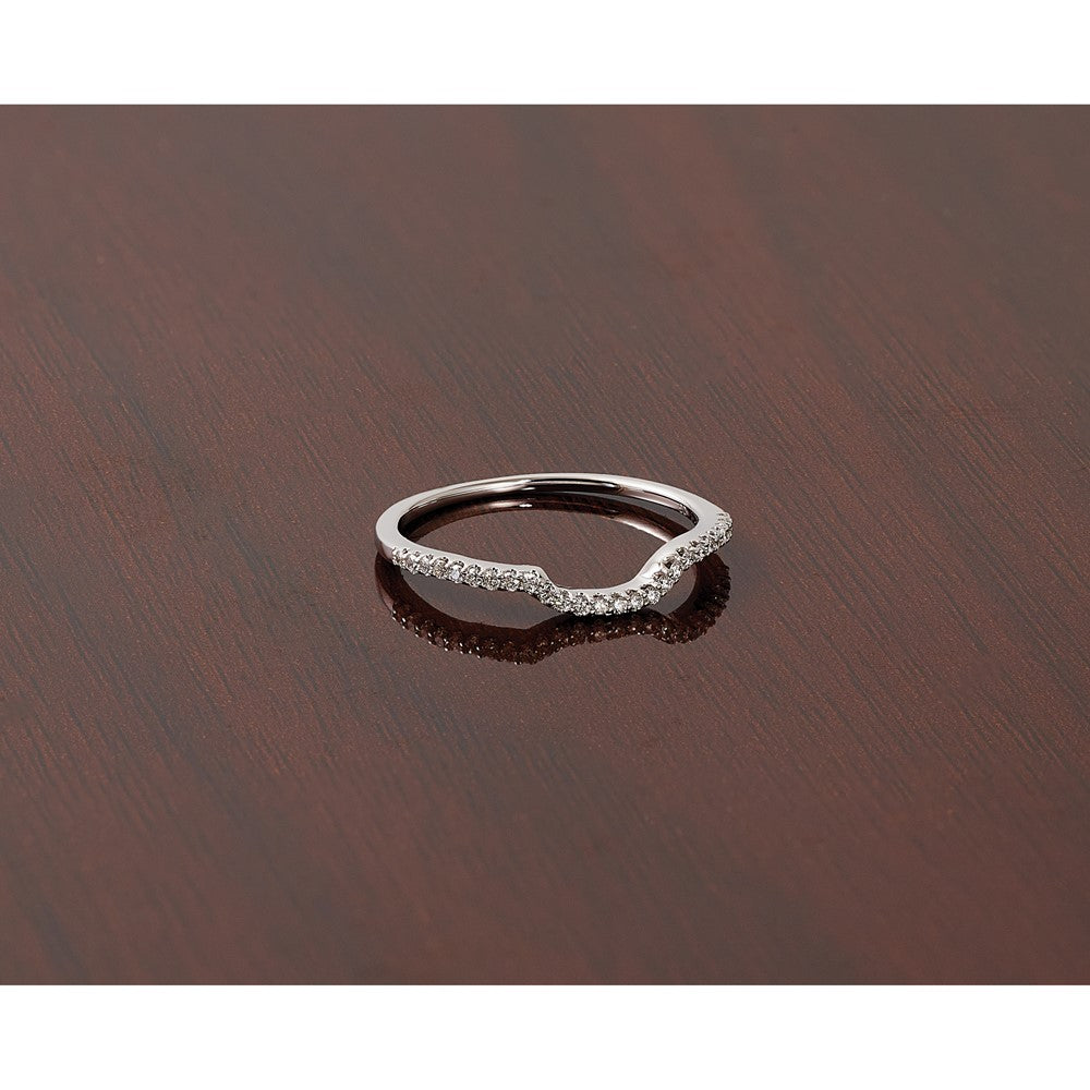 14K White Gold 1/8 carat Diamond Contoured Complete Wedding Band