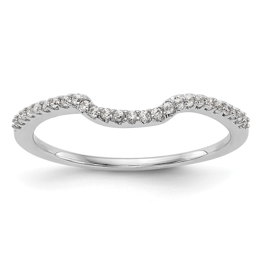 14K White Gold 1/8 carat Diamond Contoured Complete Wedding Band