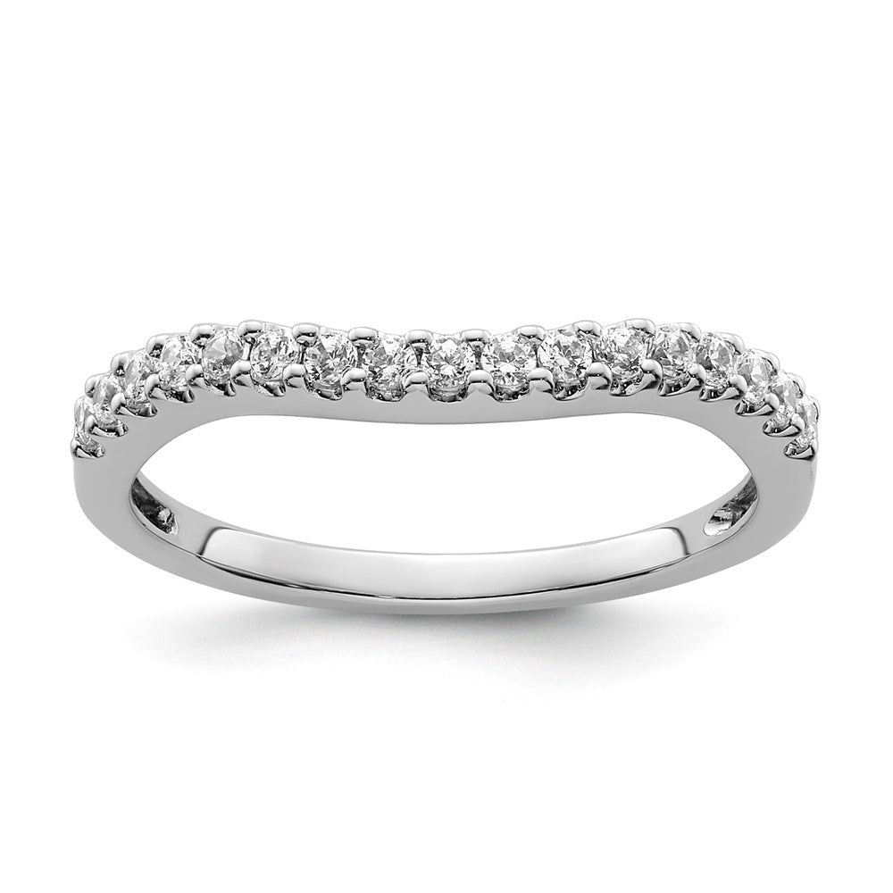 14K White Gold 1/4 carat Diamond Contoured Complete Wedding Band