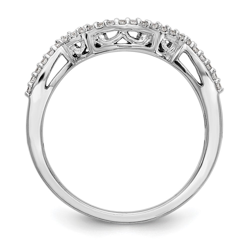 14K White Gold 1/8 carat Diamond Contoured Complete Wedding Band