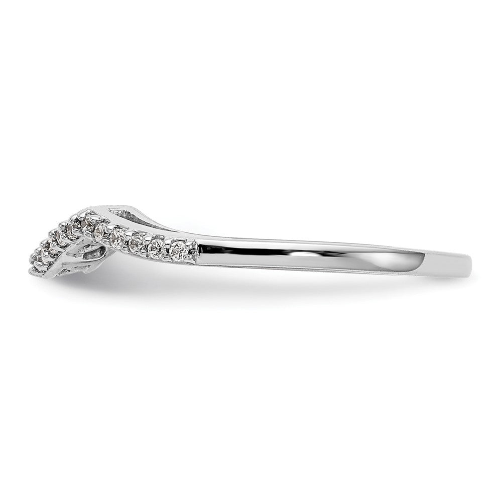 14K White Gold 1/8 carat Diamond Contoured Complete Wedding Band