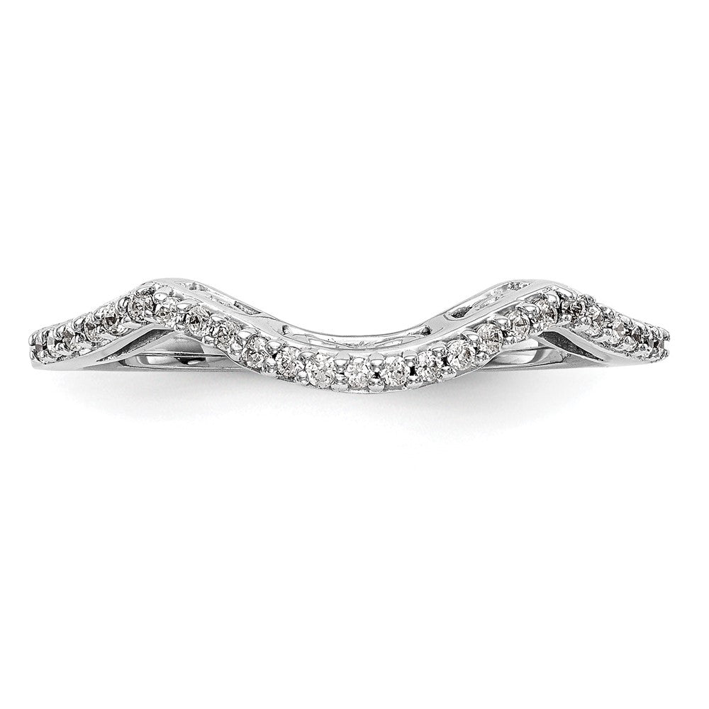 14K White Gold 1/8 carat Diamond Contoured Complete Wedding Band