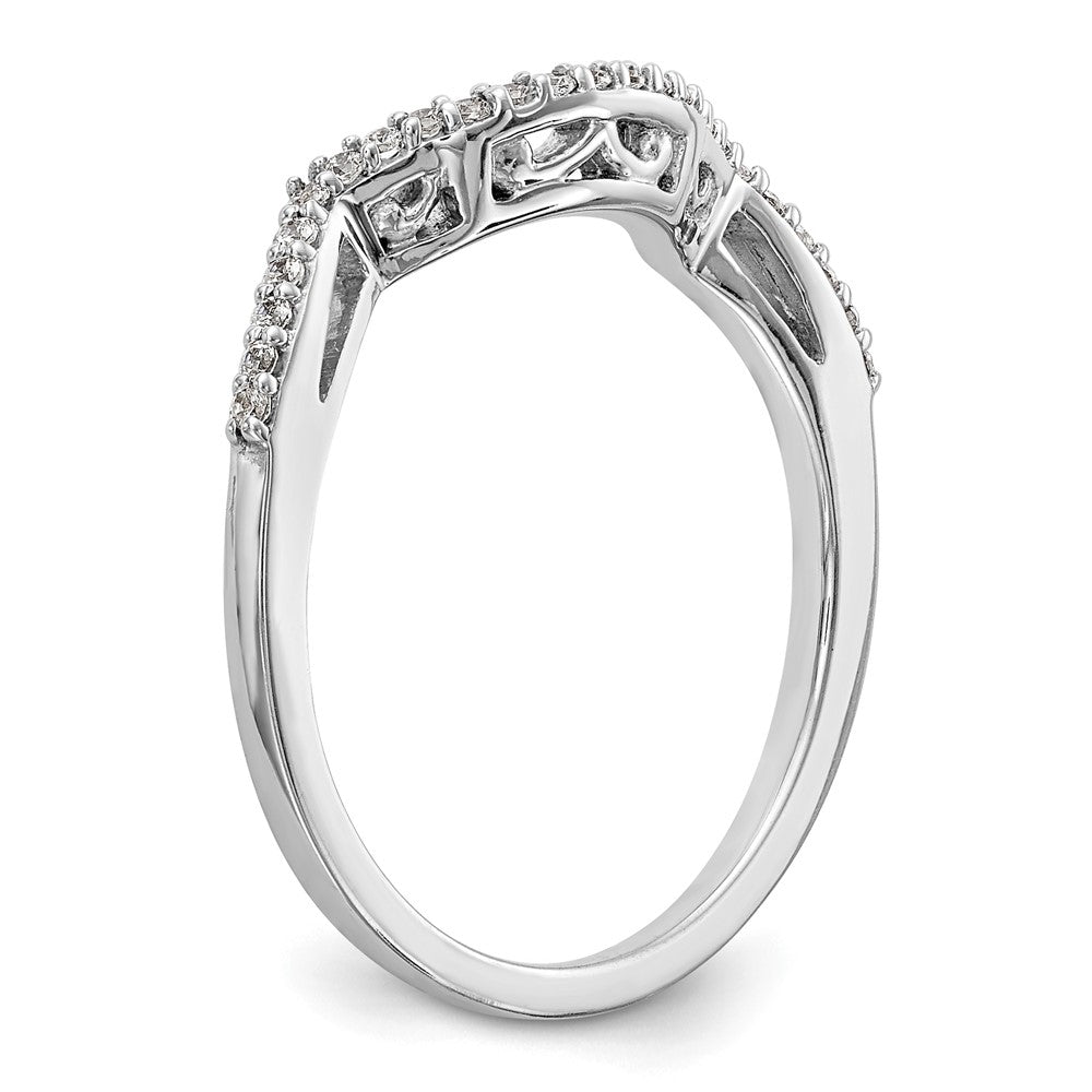 14K White Gold 1/8 carat Diamond Contoured Complete Wedding Band