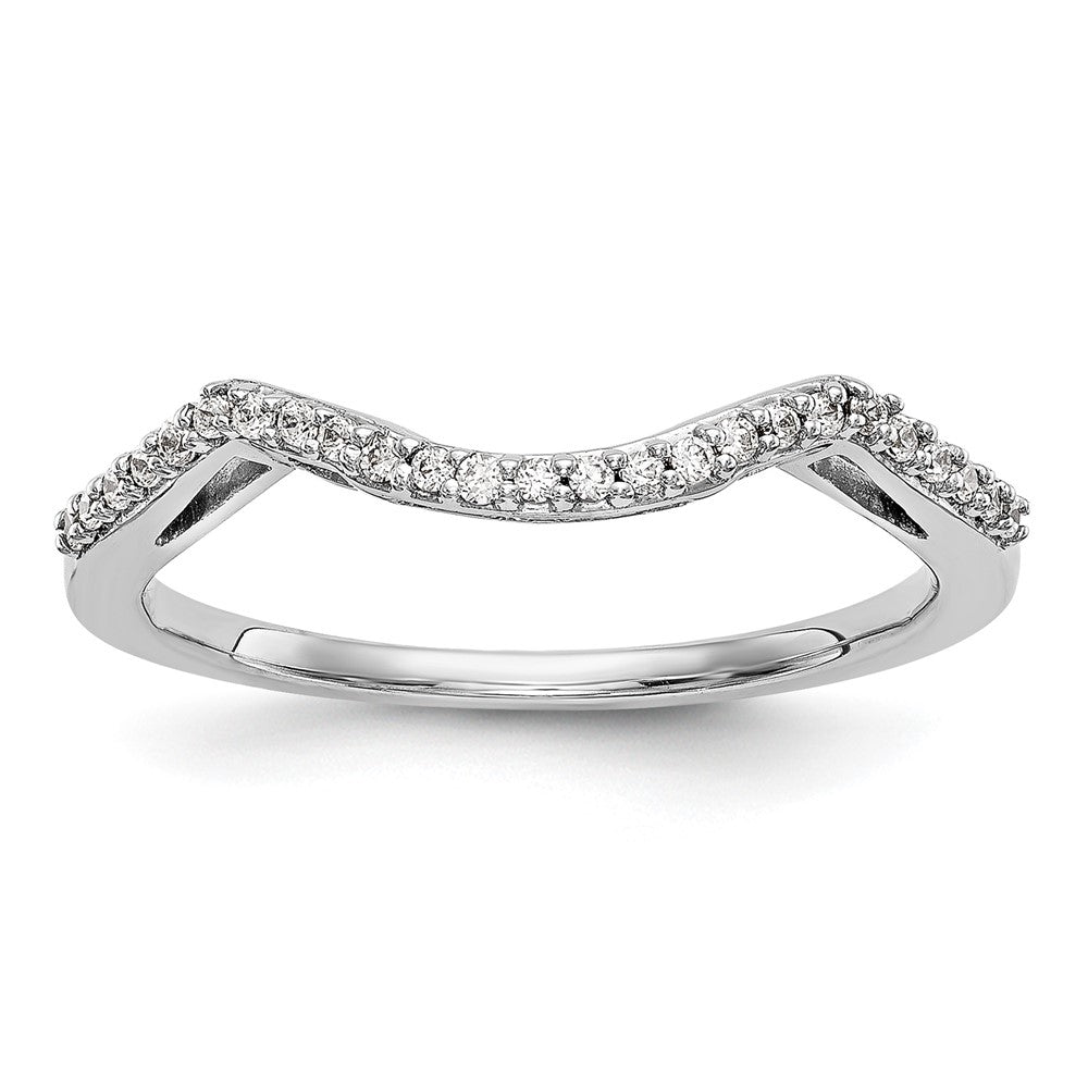 14K White Gold 1/8 carat Diamond Contoured Complete Wedding Band