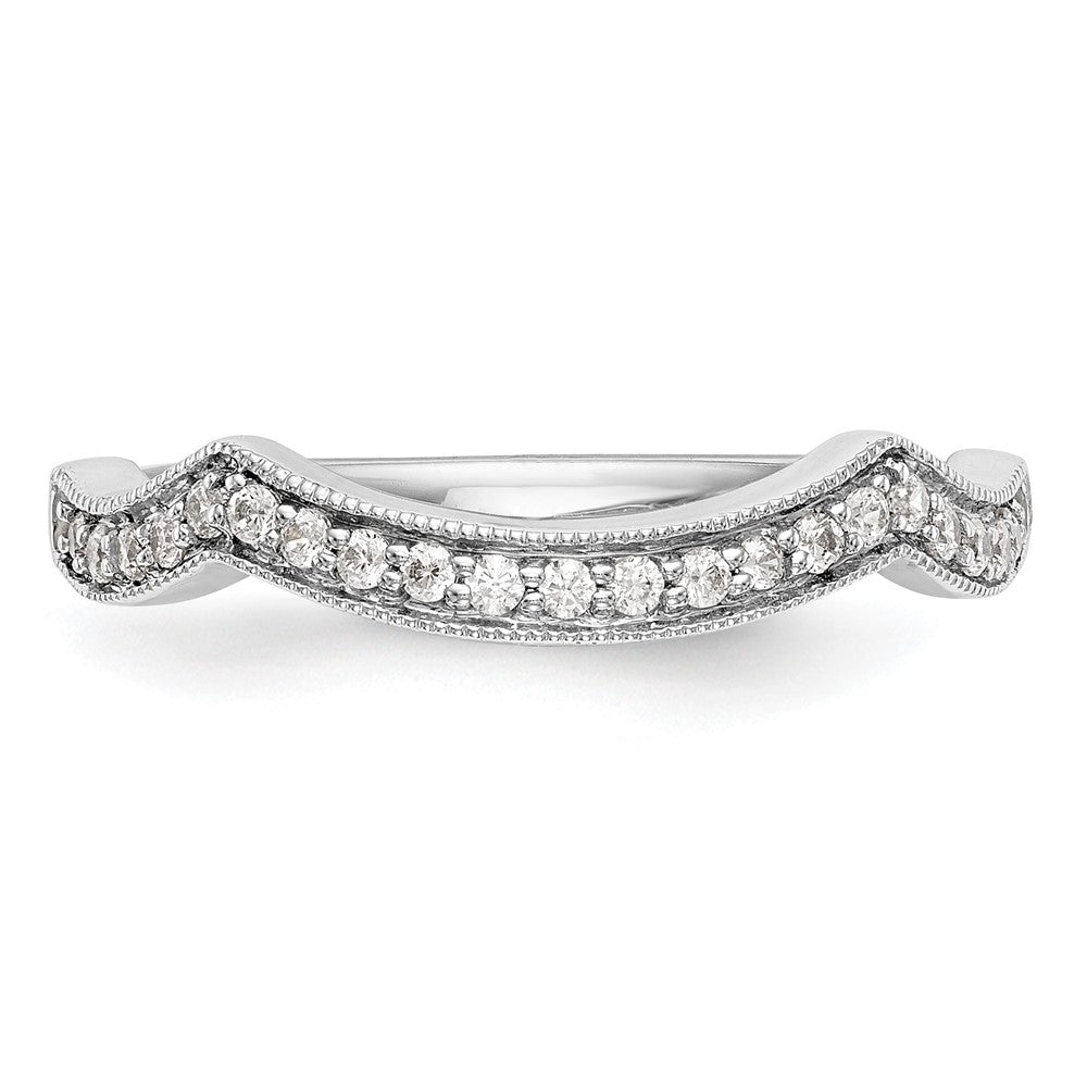 14K White Gold 1/6 carat Diamond Contoured Complete Wedding Band