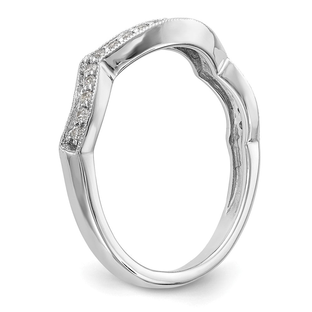 14K White Gold 1/6 carat Diamond Contoured Complete Wedding Band