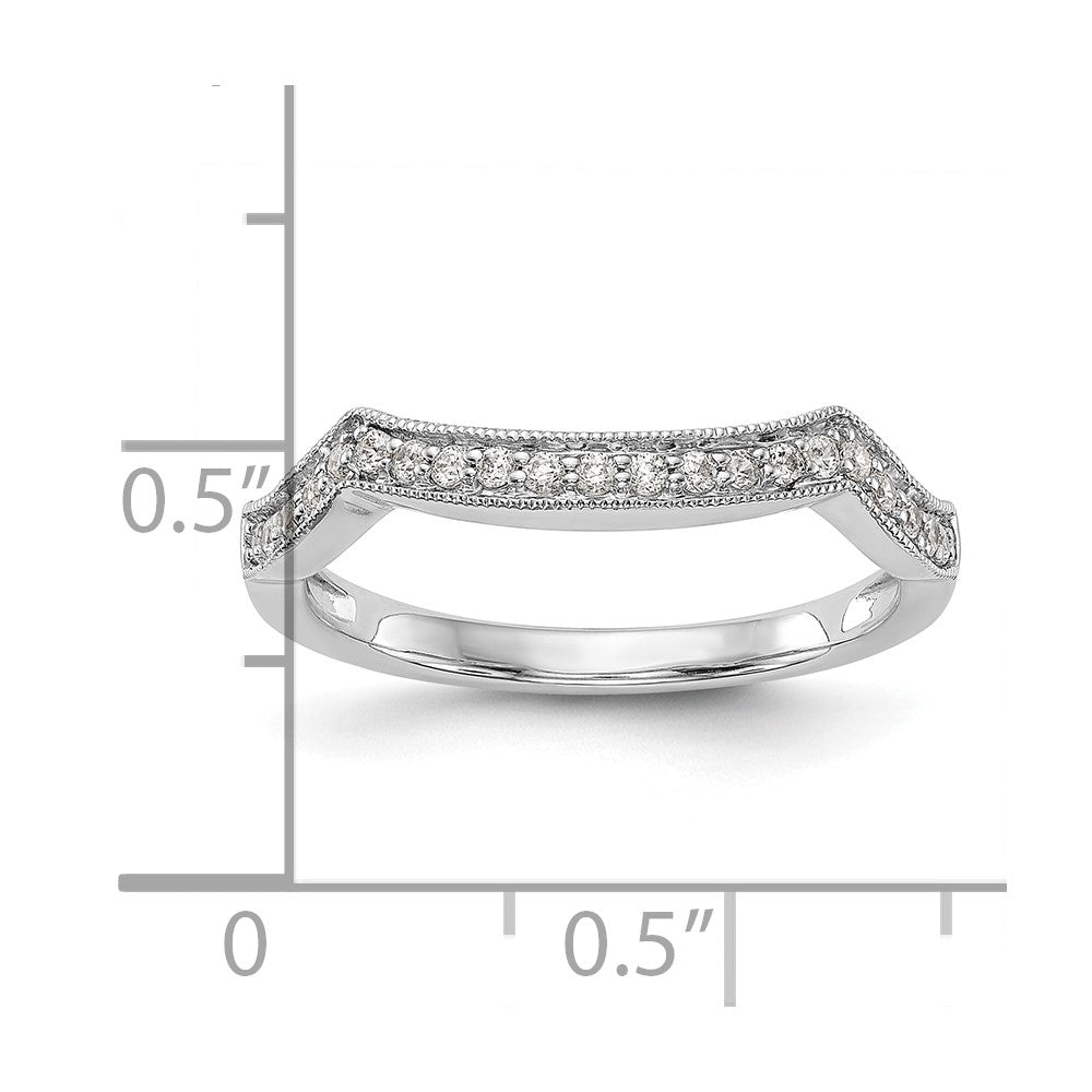 14K White Gold 1/6 carat Diamond Contoured Complete Wedding Band