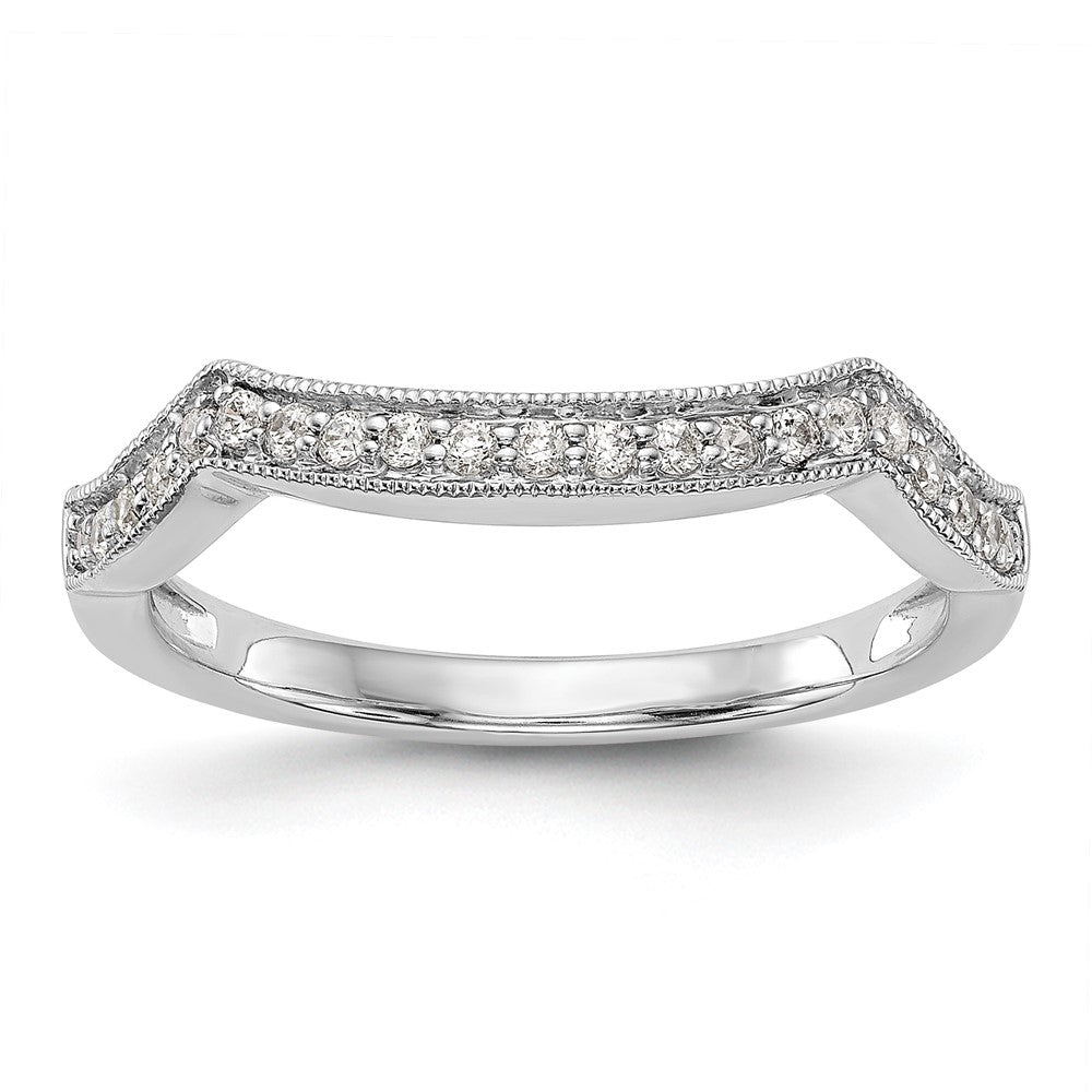 14K White Gold 1/6 carat Diamond Contoured Complete Wedding Band