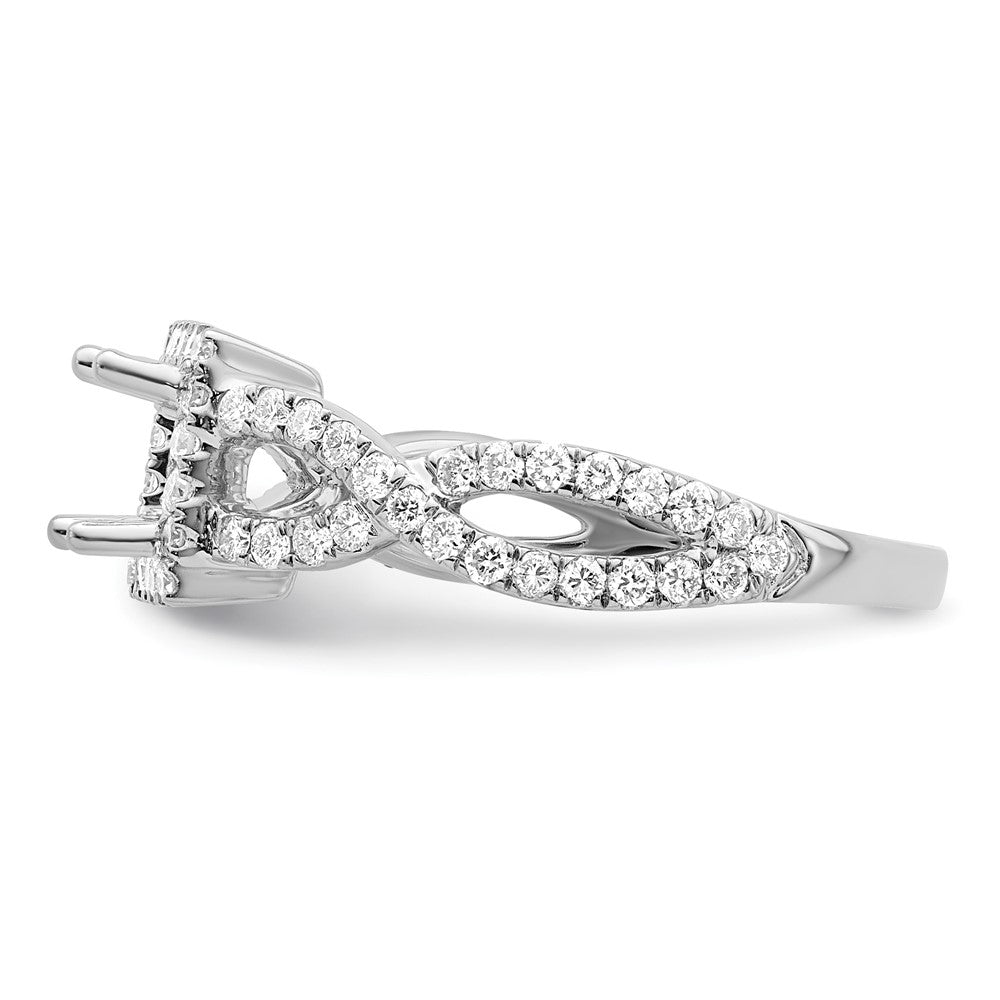 True Origin 14K White Gold 1/2 carat Lab Grown Diamond VS/SI D E F Semi Mount Princess Halo Engagement Ring