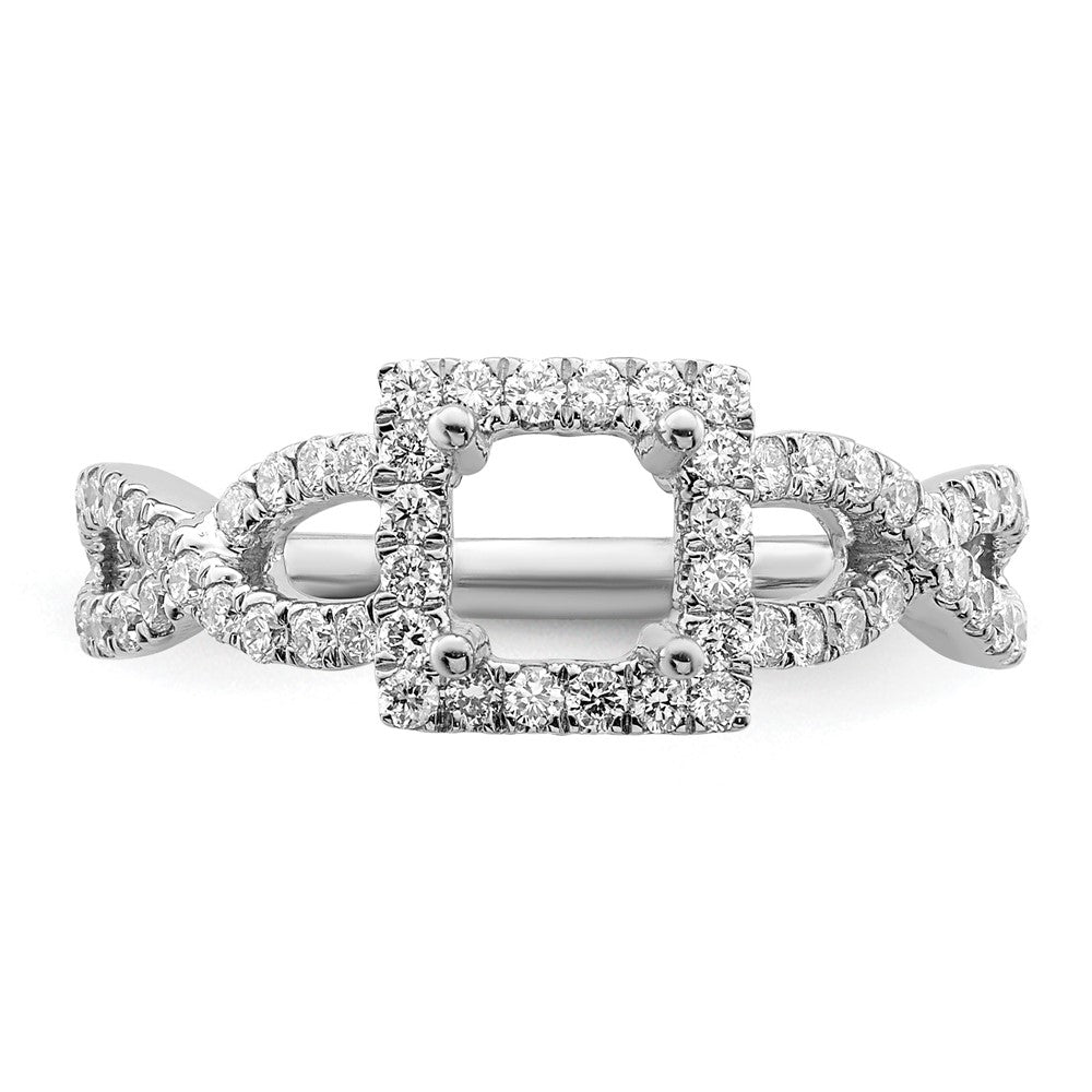 True Origin 14K White Gold 1/2 carat Lab Grown Diamond VS/SI D E F Semi Mount Princess Halo Engagement Ring