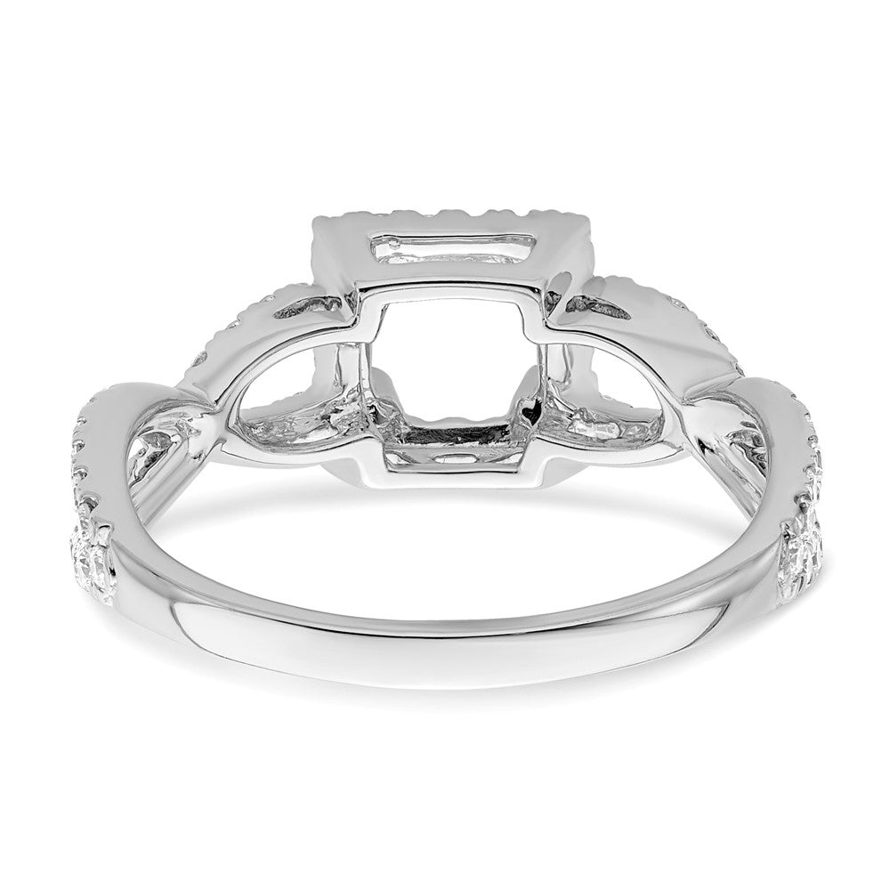 True Origin 14K White Gold 1/2 carat Lab Grown Diamond VS/SI D E F Semi Mount Princess Halo Engagement Ring