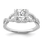 True Origin 14K White Gold 1/2 carat Lab Grown Diamond VS/SI D E F Semi Mount Princess Halo Engagement Ring