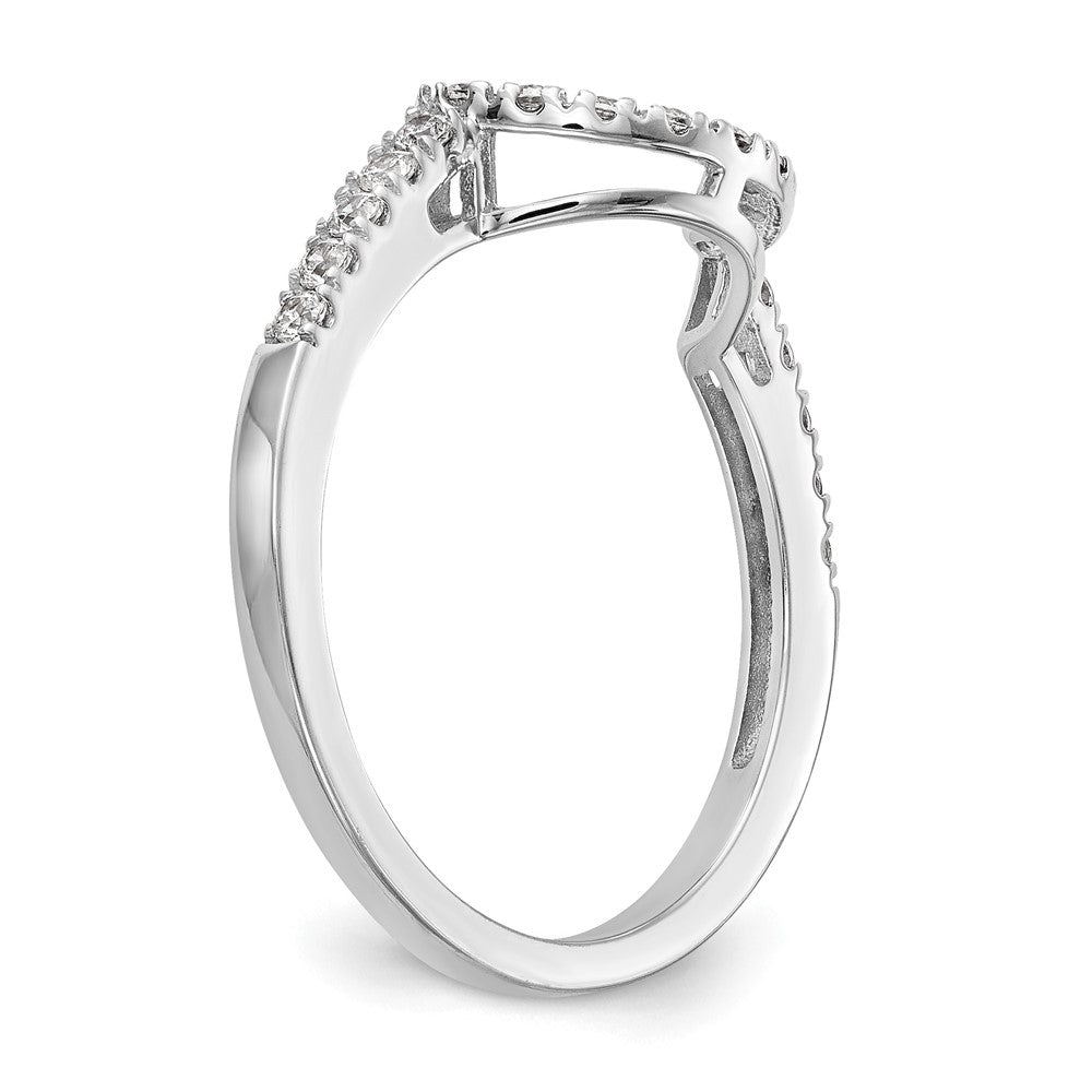 14K White Gold 1/5 carat Diamond Contoured Complete Wedding Band