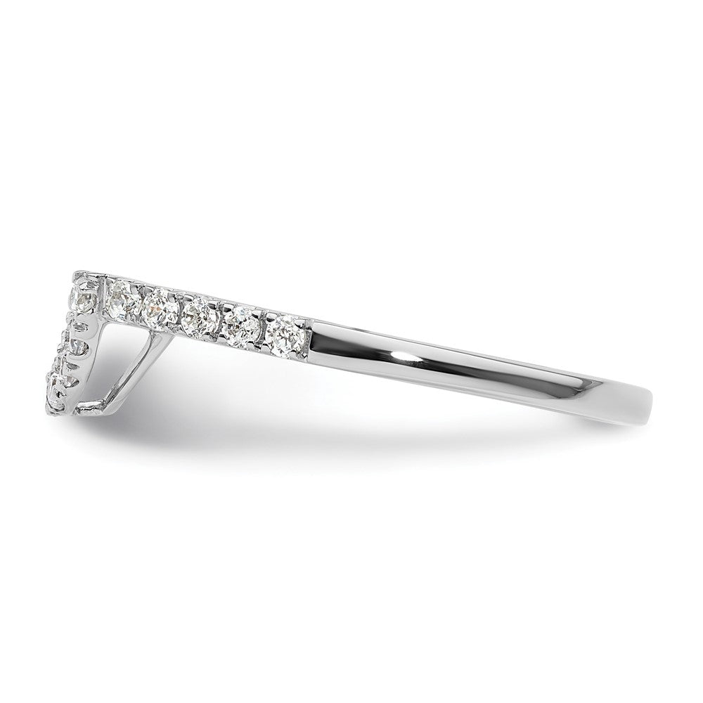 14K White Gold 1/4 carat Diamond Contoured Complete Wedding Band