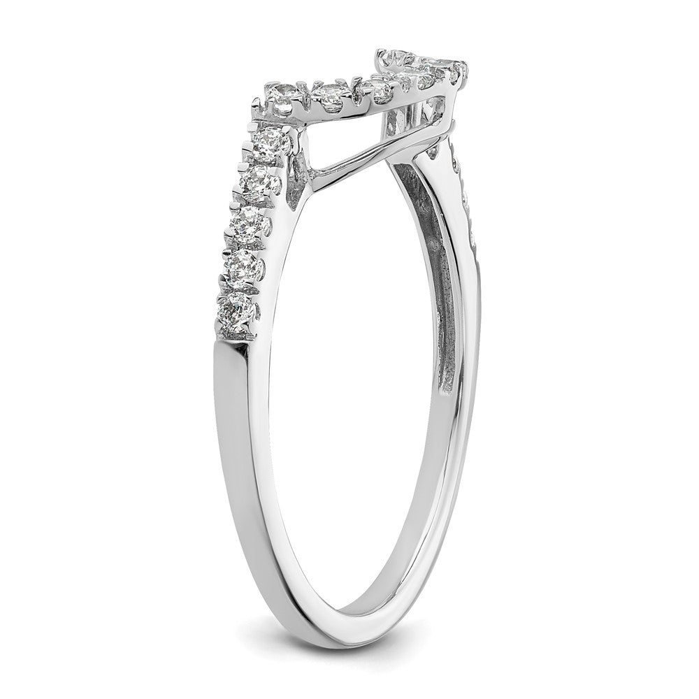 14K White Gold 1/4 carat Diamond Contoured Complete Wedding Band
