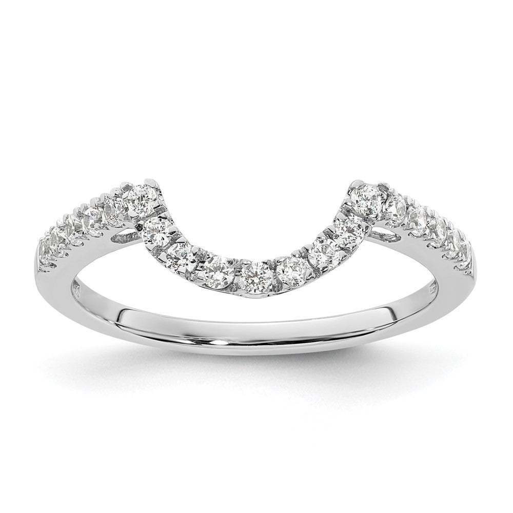 14K White Gold 1/4 carat Diamond Contoured Complete Wedding Band