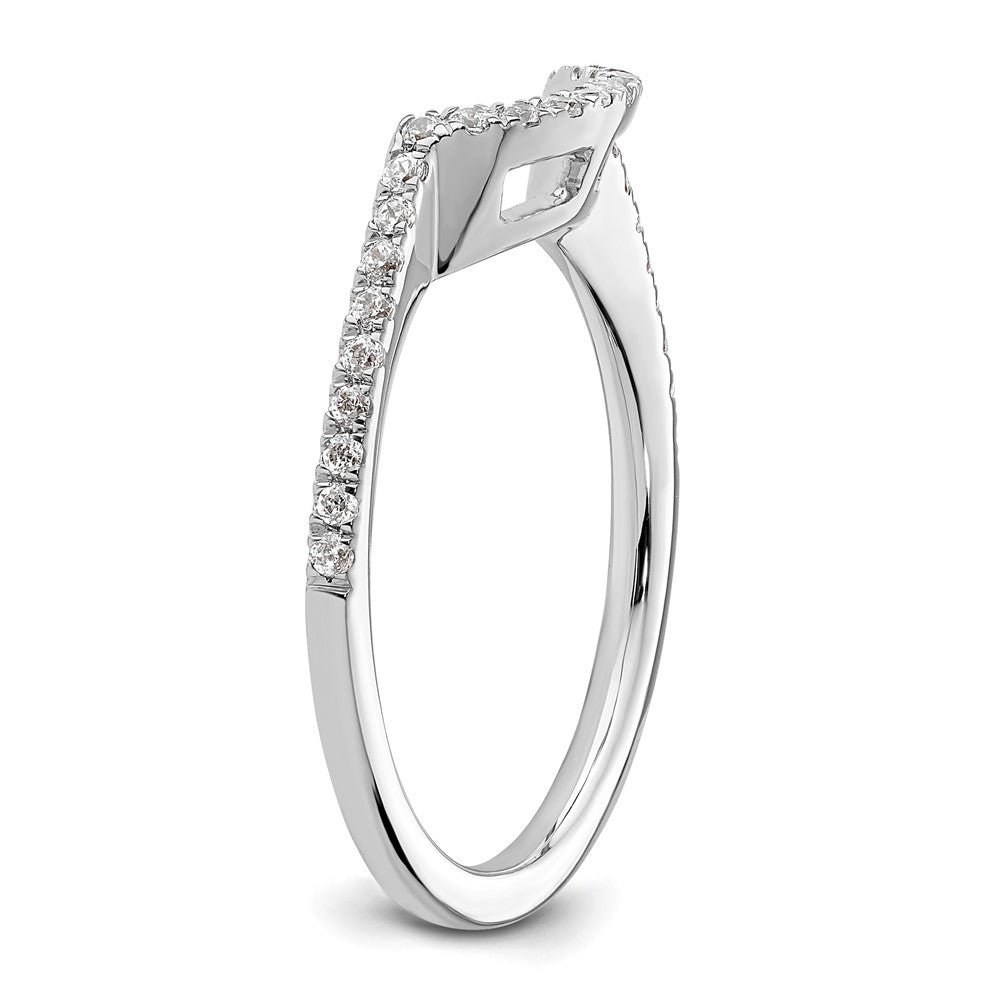 14K White Gold 1/5 carat Diamond Contoured Complete Wedding Band