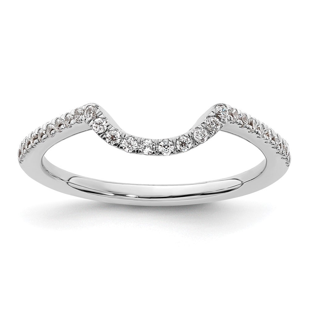 14K White Gold 1/5 carat Diamond Contoured Complete Wedding Band
