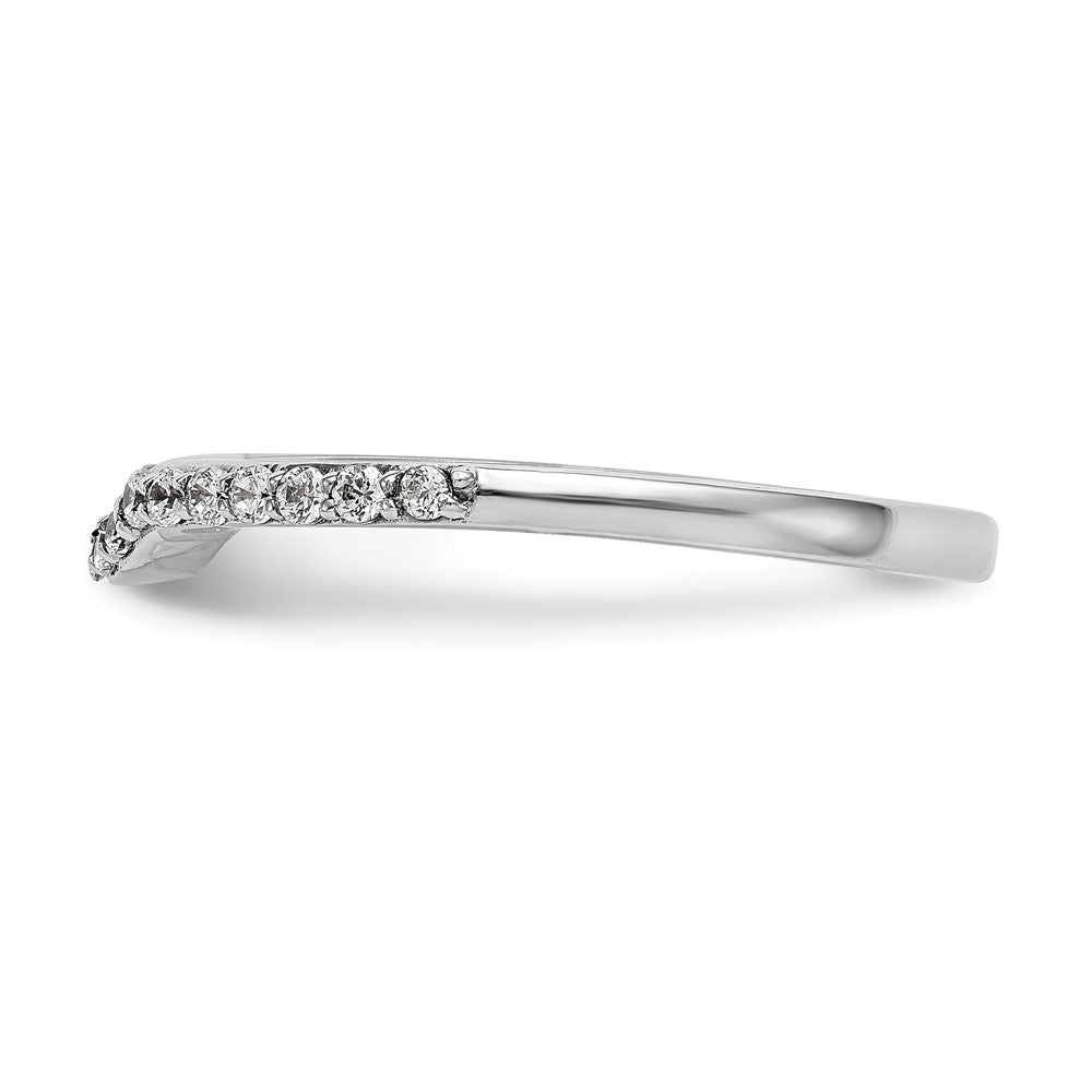 14K White Gold 1/4 carat Diamond Contoured Complete Wedding Band