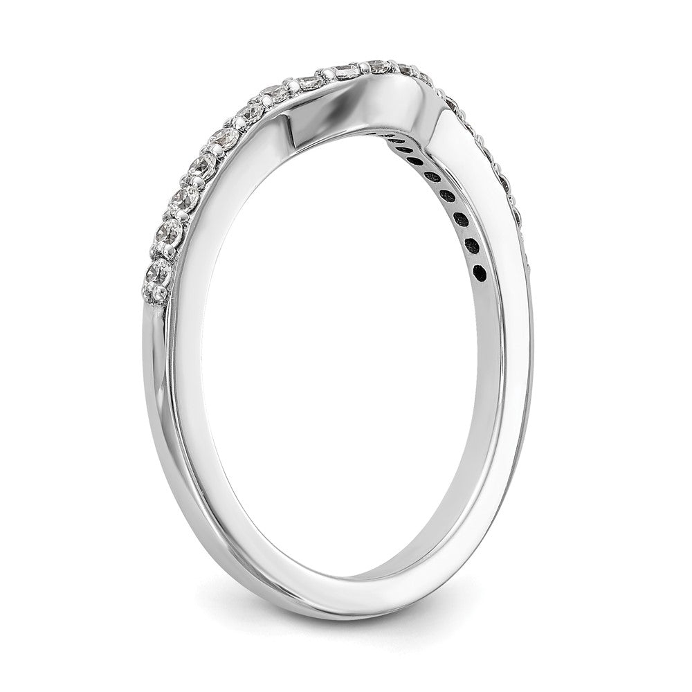 14K White Gold 1/4 carat Diamond Contoured Complete Wedding Band