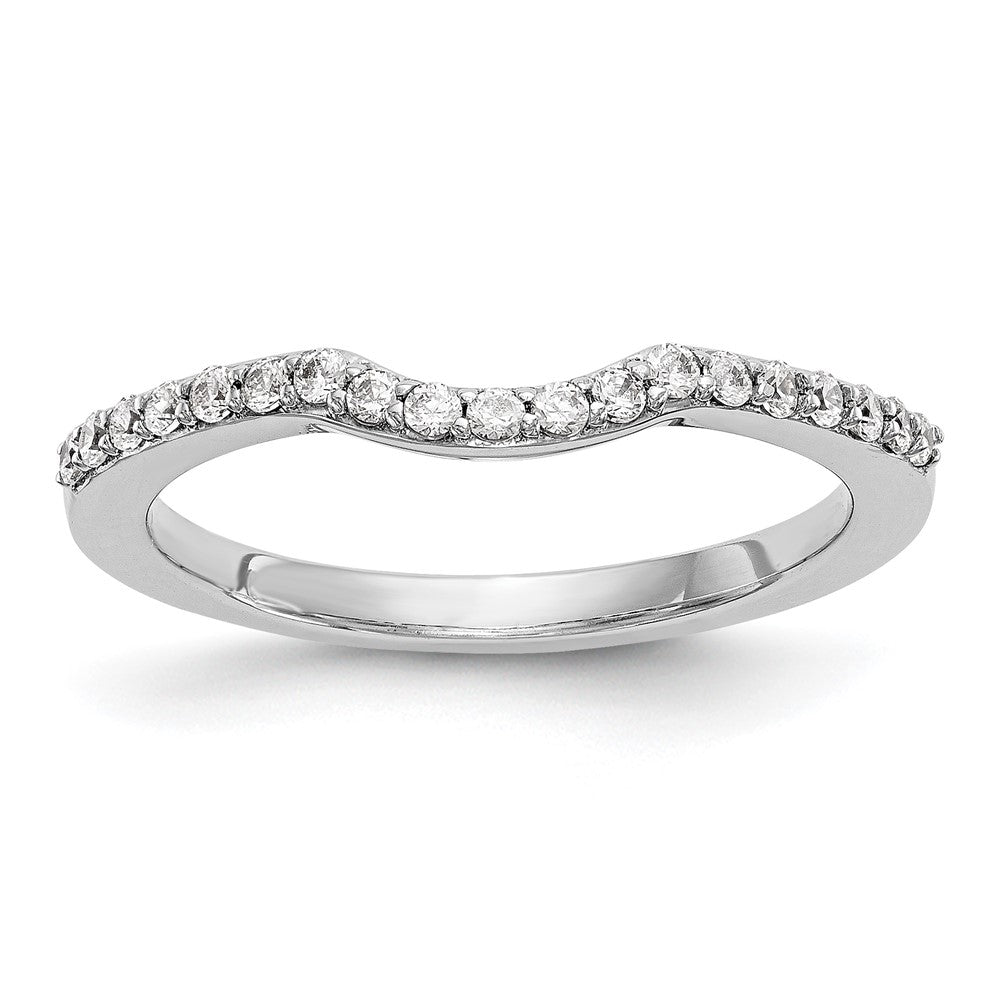 14K White Gold 1/4 carat Diamond Contoured Complete Wedding Band