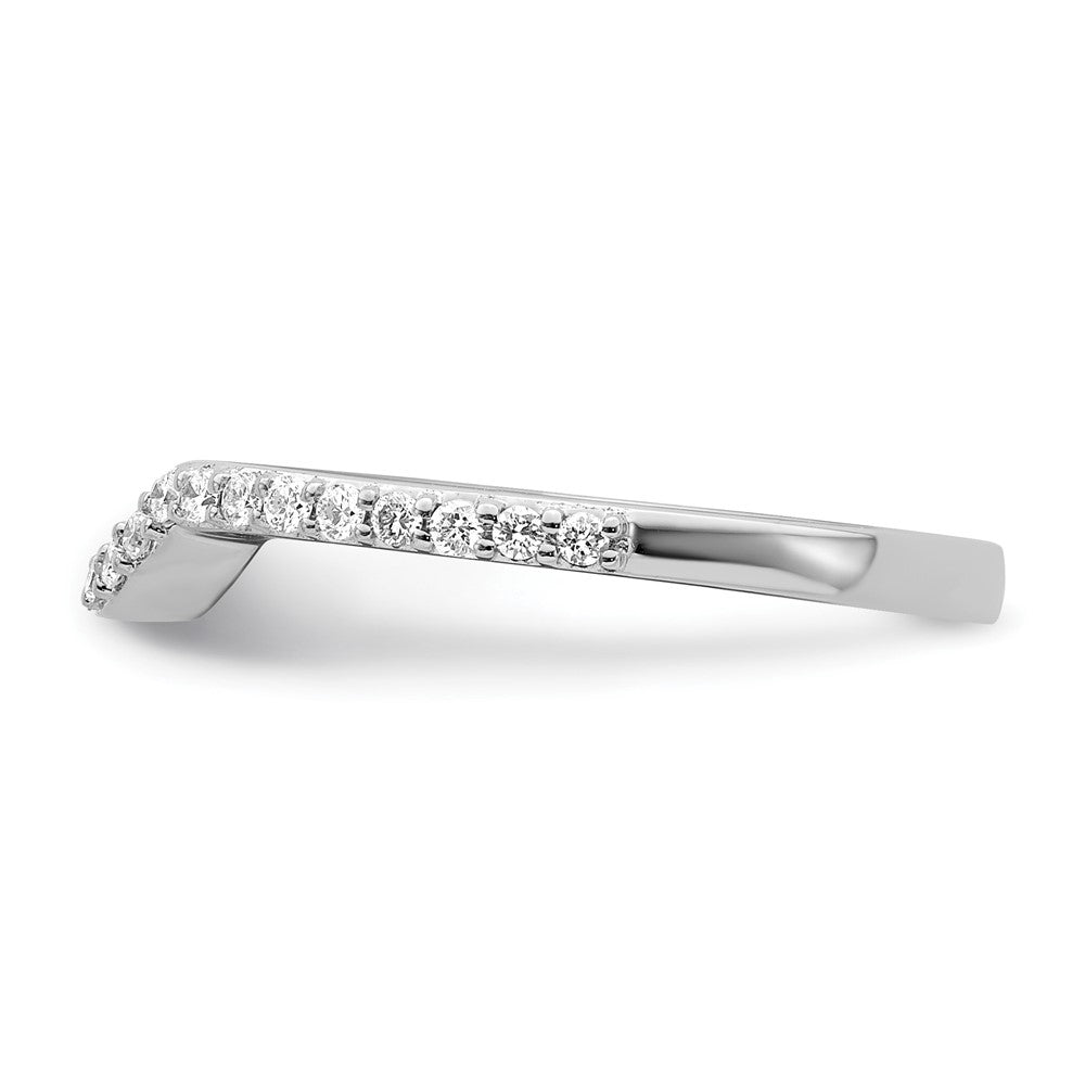 14K White Gold 1/4 carat Diamond Contoured Complete Wedding Band