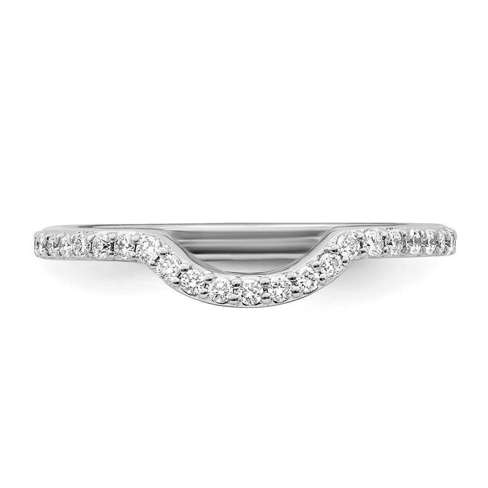 14K White Gold 1/4 carat Diamond Contoured Complete Wedding Band