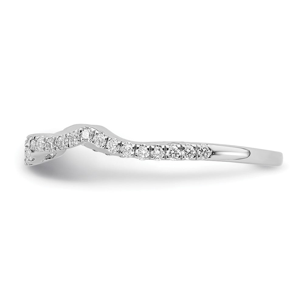 14K White Gold 1/4 carat Diamond Contoured Complete Wedding Band