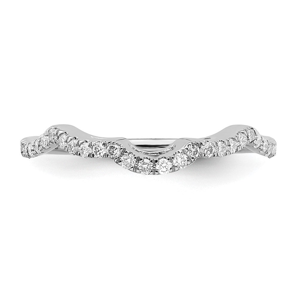 14K White Gold 1/4 carat Diamond Contoured Complete Wedding Band