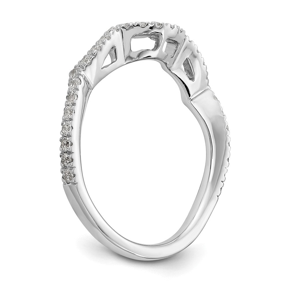 14K White Gold 1/3 carat Diamond Contoured Complete Wedding Band
