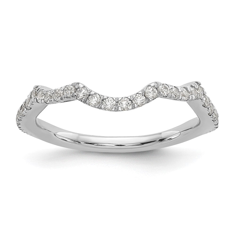 14K White Gold 1/3 carat Diamond Contoured Complete Wedding Band