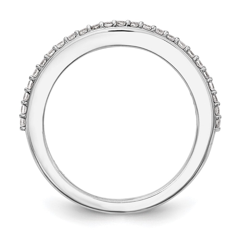14K White Gold 1/4 carat Diamond Contoured Complete Wedding Band