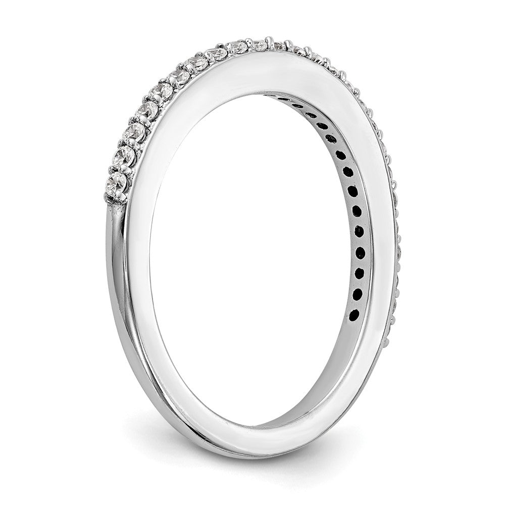 14K White Gold 1/4 carat Diamond Contoured Complete Wedding Band