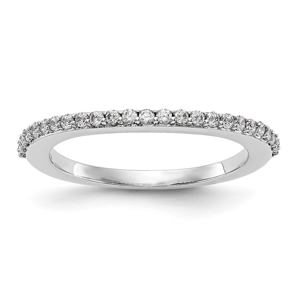 14K White Gold 1/4 carat Diamond Contoured Complete Wedding Band