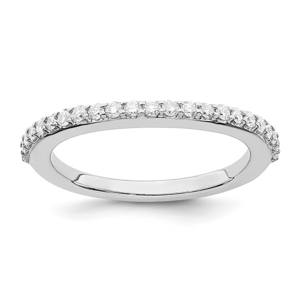 14K White Gold 1/3 carat Diamond Contoured Complete Wedding Band