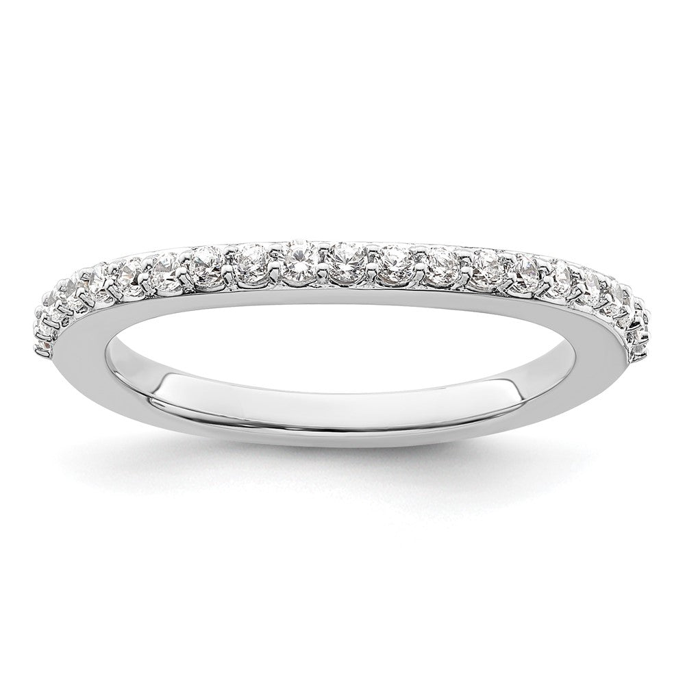 14K White Gold 1/3 carat Diamond Contoured Complete Wedding Band
