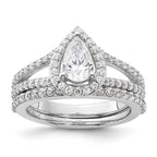 14kw Lab Grown Diamond VS/SI+ G+ S/M Pear Halo Eng. Ring