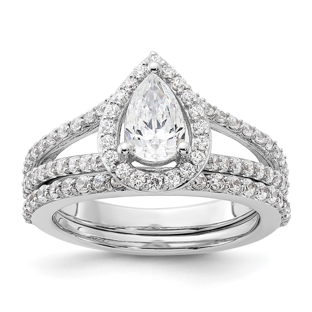 14kw Lab Grown Diamond VS/SI+ G+ S/M Pear Halo Eng. Ring