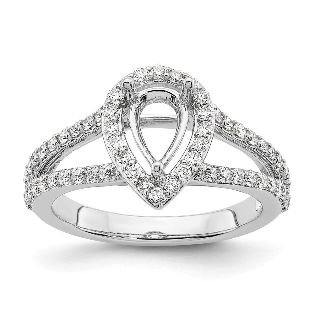 14kw Lab Grown Diamond VS/SI+ G+ S/M Pear Halo Eng. Ring