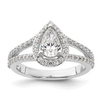 14kw Lab Grown Diamond VS/SI+ G+ S/M Pear Halo Eng. Ring
