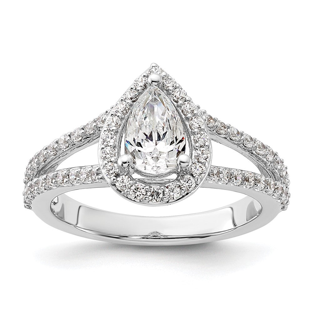 14kw Lab Grown Diamond VS/SI+ G+ S/M Pear Halo Eng. Ring