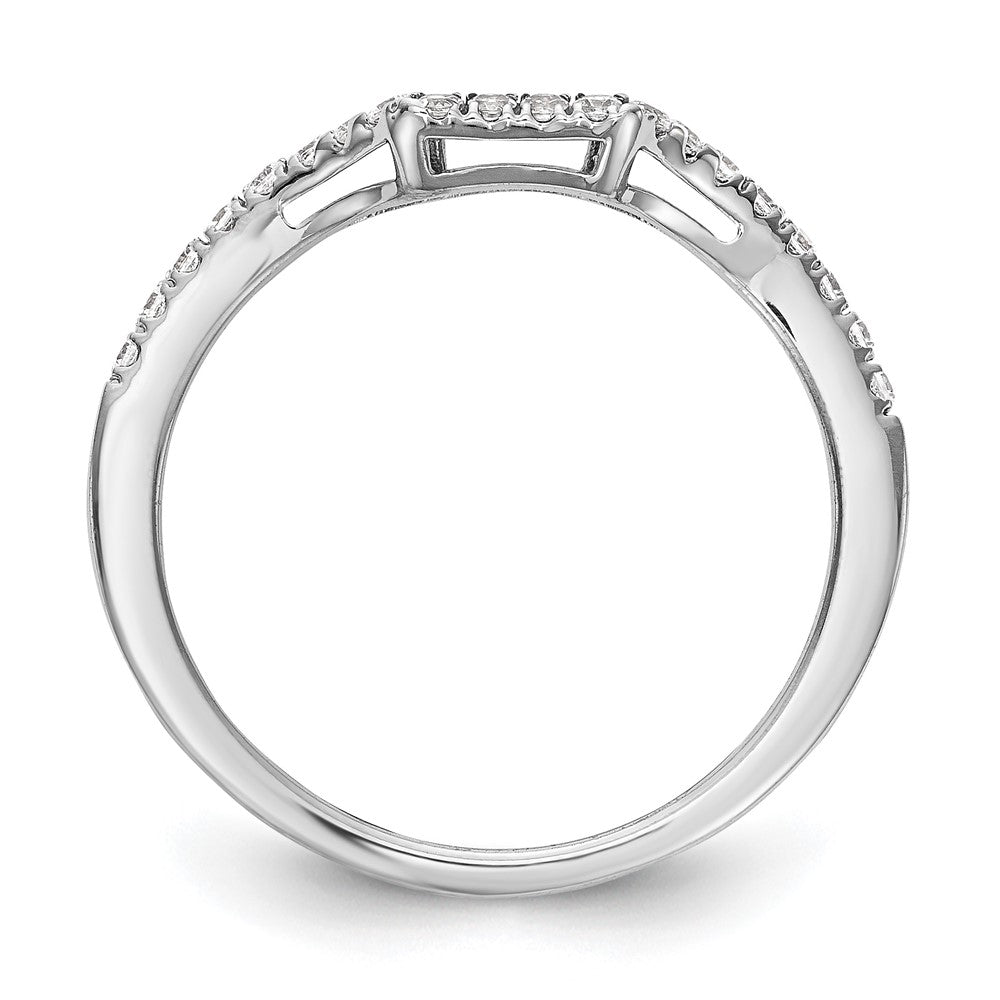 14K White Gold 1/5 carat Diamond Contoured Complete Wedding Band