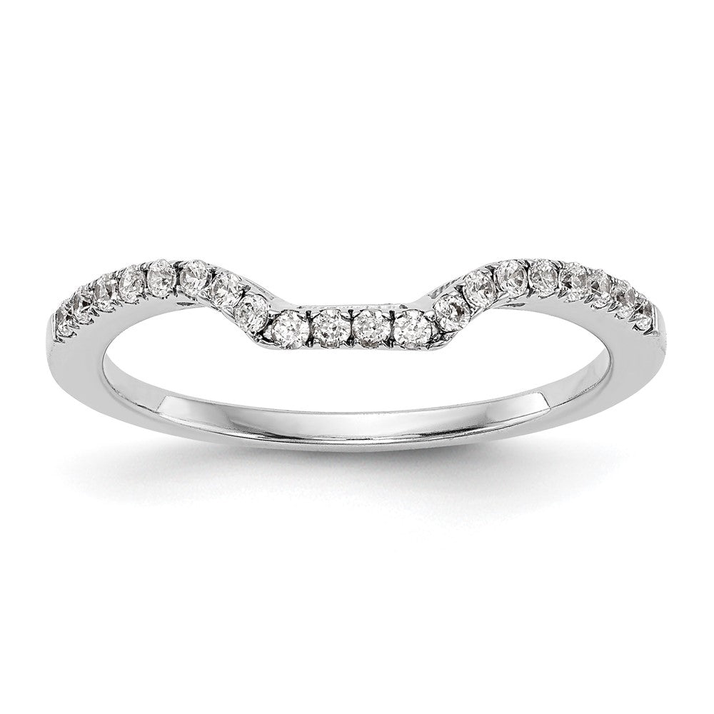 14K White Gold 1/5 carat Diamond Contoured Complete Wedding Band