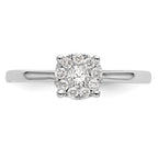 14K White Gold Halo Cluster 1/4 carat Diamond Complete Engagement Ring