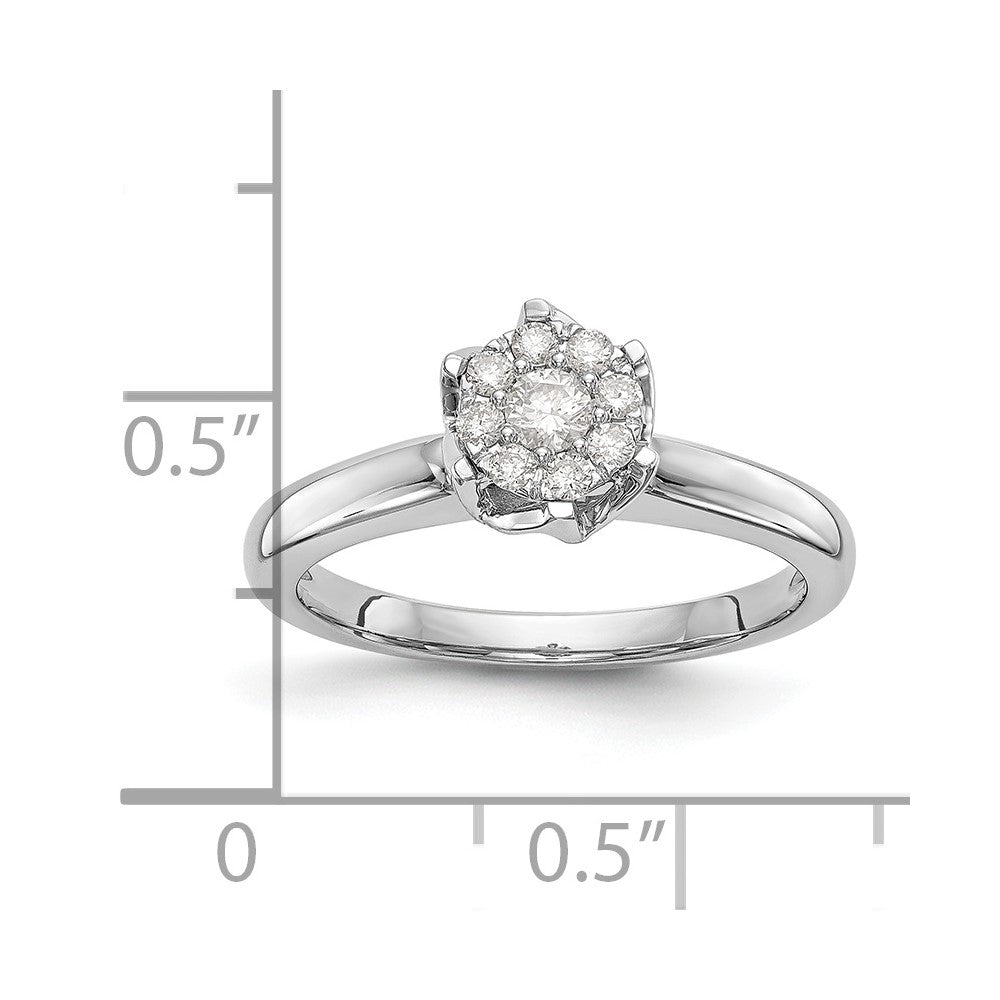 14k White Gold Complete Diamond Cluster Engagement Ring