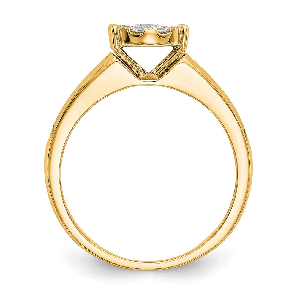 14K Yellow Gold Complete Diamond Cluster Eng Ring