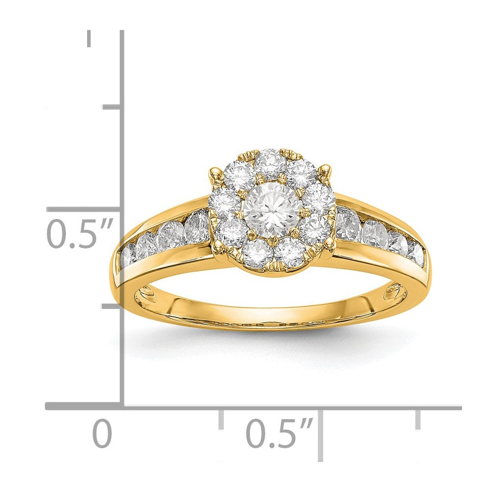 14K Yellow Gold Complete Diamond Cluster Eng Ring