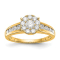 14K Yellow Gold Complete Diamond Cluster Eng Ring