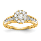 14K Yellow Gold Complete Diamond Cluster Eng Ring